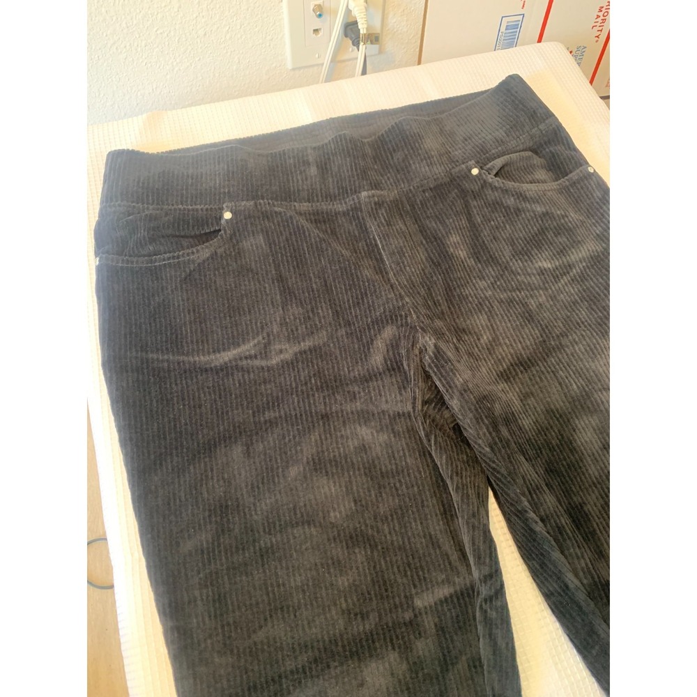 (E-119) Quacker Factory Black Corduroy Pull-On Pants Women's Large Stretch QVC - Picture 6 of 9